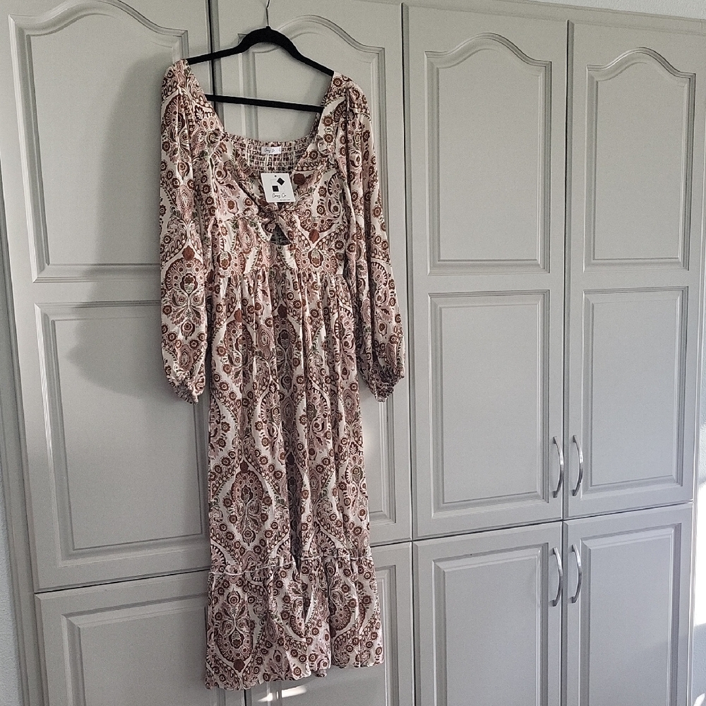 Chic Paisley Long Sleeve Dress